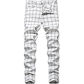 NOVOCCT Plaid Pants for Men - Skinny Mens Dress Pants - Stretch Slim Fit Business Casual Dress Chinos for Men