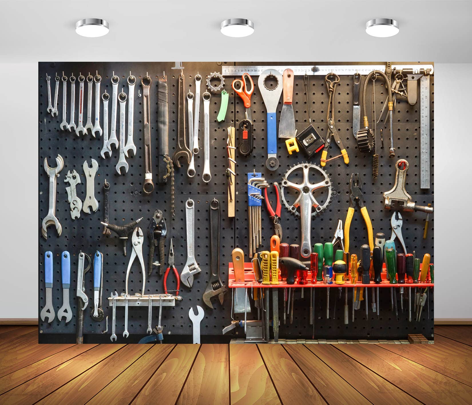 BELECO 2.1x1.5m Fabric Workshop Tools Backdrop Garage Mechanic Backdrop for Photography Bicycle Car Repair Toos Mechanic Background Mechanic Party Decorations Portrait Photoshoot Studio