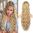 FLUFYMOOZ Ponytail Extension, 26 Inch Drawstring Ponytail Hair Extensions for Women， Long Curly Wavy Ponytail Natural Synthetic Hairpiece for Women (26“ Golden Blonde with Highlights)