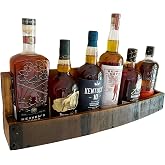 Liquor Bottle Display Shelf &ndash; Wall Bar Shelf for Whiskey, Wine &amp; Bourbon | Rustic Wall-Mounted Wooden Whiskey Barrel Shelves, Countertop Rack, Stylish Space-Saving Small Liquor Cabinet for Enthusiasts