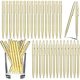 JIEYAO 50 Pcs Gold Pens Bulk, Aluminum Alloy Slim Ballpoint Pens, 1 mm Medium Point Smooth Writing Pens Retractable Writing Tool with Black Ink for Wedding Business Office Students Teachers Christmas
