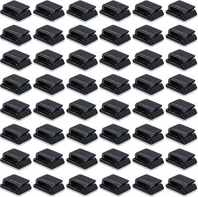 Chuangdi 50pk Black Self-Adhesive Cable Clips Wire Management for Car Home