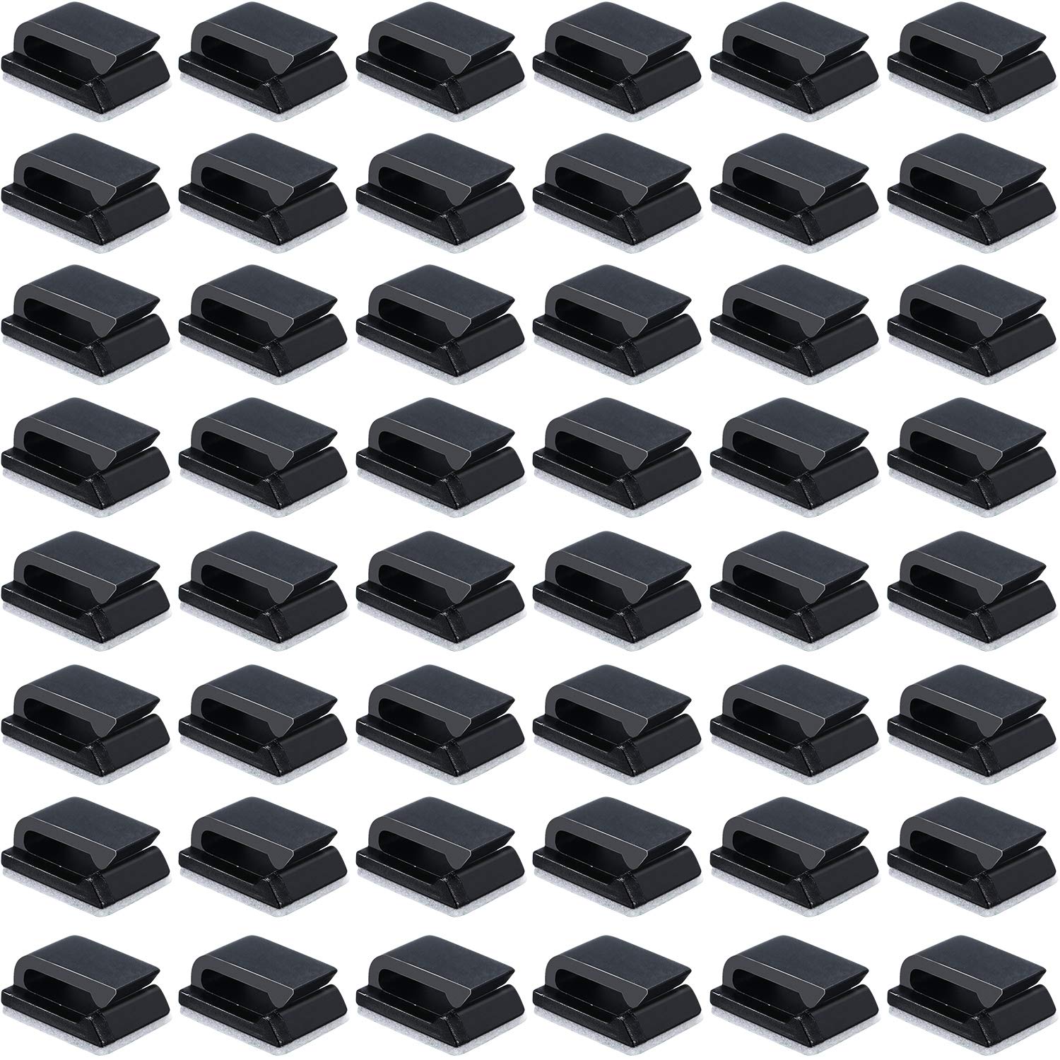 50 Pack Self-Adhesive Cable Clips Electrical Wire Clips Cable Management Clips for Car, Office and Home (13 x 10 mm, Black)