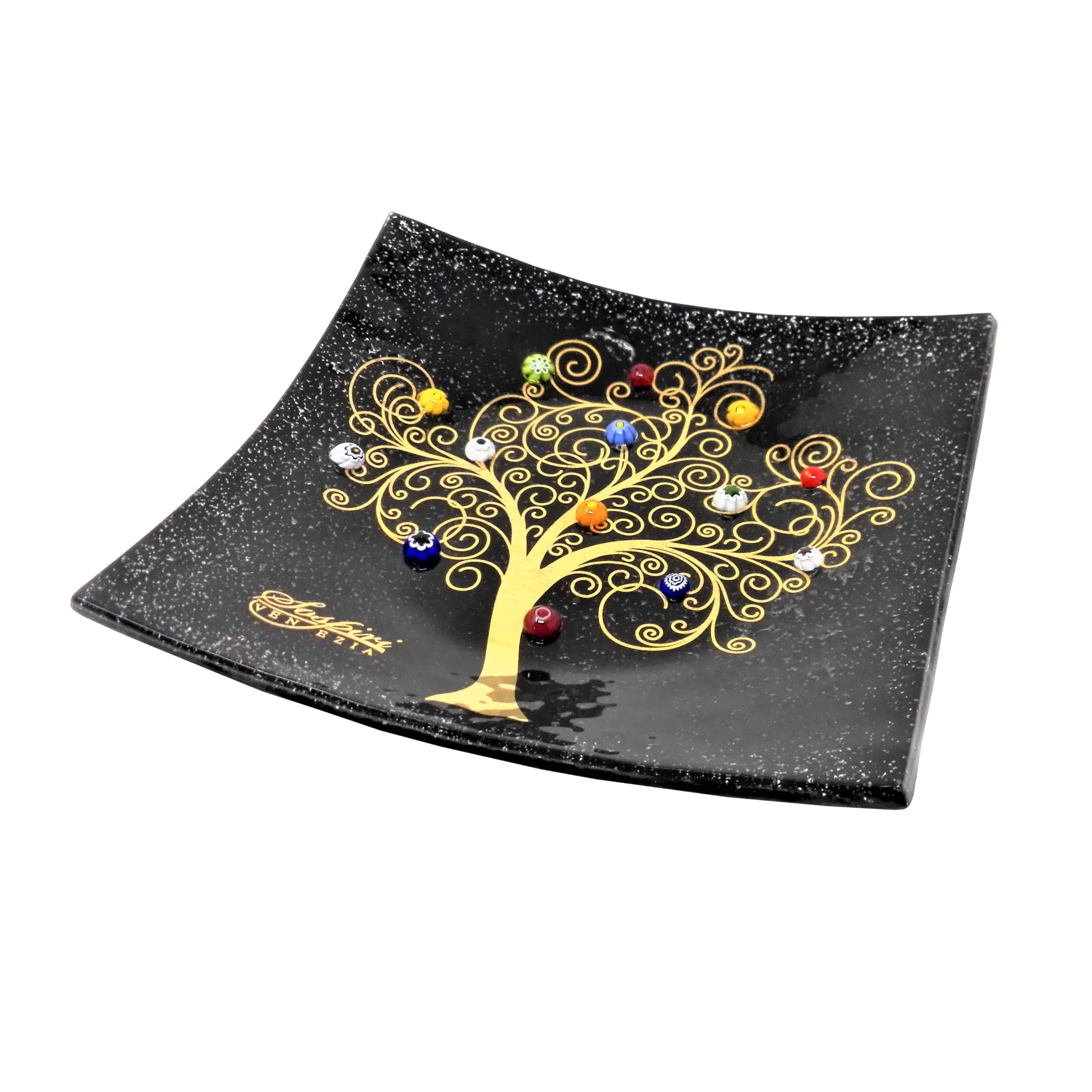 Sospiri Venezia Murano Glass Decorative Dish, Handcrafted Decorative Bowls for Home Decor, Centerpiece Tray, Key Bowl, Gift Decor Tray for Entryway Table, Living Room, Dining Room 7.5"x 7.5"
