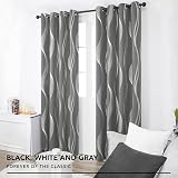 Deconovo Blackout Curtains Silver Wave Foil Eyelet 52x63 Grey 2 Panels view 3