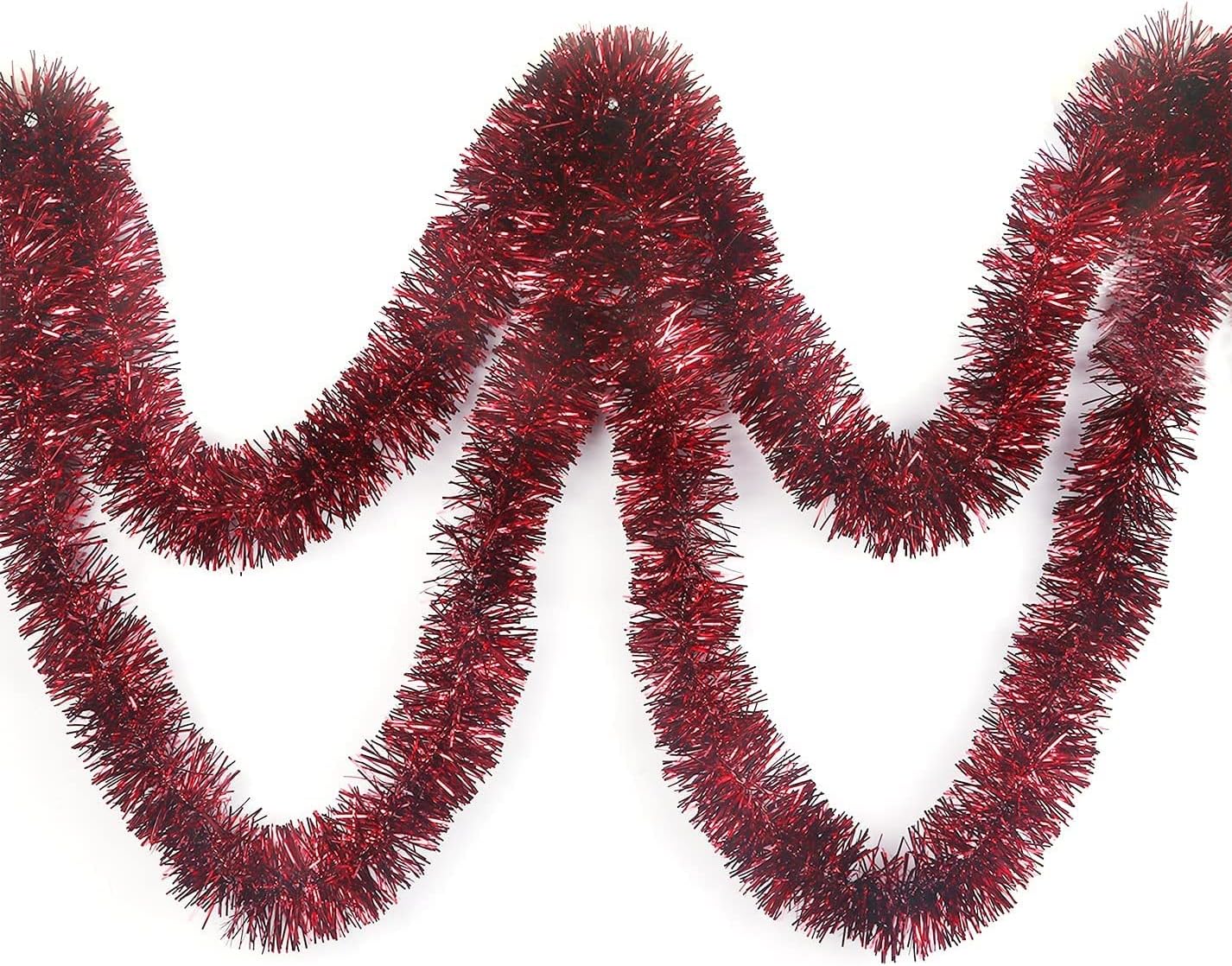 Wreaths, Garlands & Swags - YYCRAFT 15 Yards (45 Feet) Commercial Length Thick Foil Tinsel Christmas Garland Classic Christmas Decorations, Burgundy