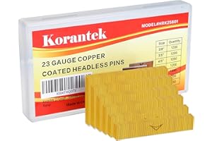 Korantek 23 Gauge Pin Nails, Headless Pinner Nails, 6 Sizes Assorted 3/8 Inch to 1-3/8 Inch for Molding Cabinetry Building,ph