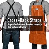 LeaSeek Leather Welding Apron Heat Resistant Flame Retardant Heavy Duty BBQ Bib view 4