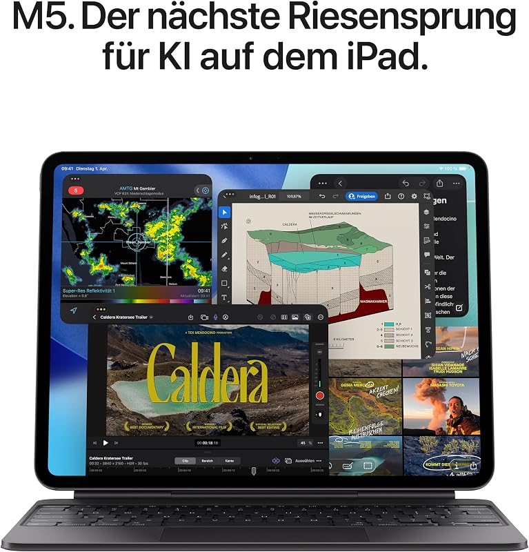 11" iPad Pro M5, 2 TB: Ultra Retina XDR Display – Nanotexturglas, 12 MP Querformat Frontkamera/12 MP Rückkamera, LiDAR Scanner, WLAN, Batterie für den ganzen Tag – Silber