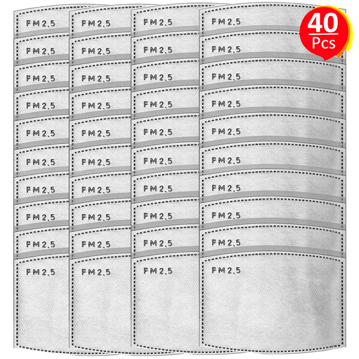 40Pcs Activated Carbon Filters PM2.5 Filter Replaceable Meltblown Cloth Filter (40 Pcs)