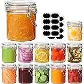 ComSaf 8oz Small Airtight Glass Jars Set of 12 with Lid Food Storage Jar Round, Mini Storage Container with Clear Preserving Seal Wire Clip Fastening for Kitchen Canning, Jam, Spice, Honey, Mason Jars