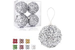 ZHANYIGY 4.25" Silver Shatterproof Christmas Ball Ornaments, 4pc Set for Xmas Trees and Holiday Decor