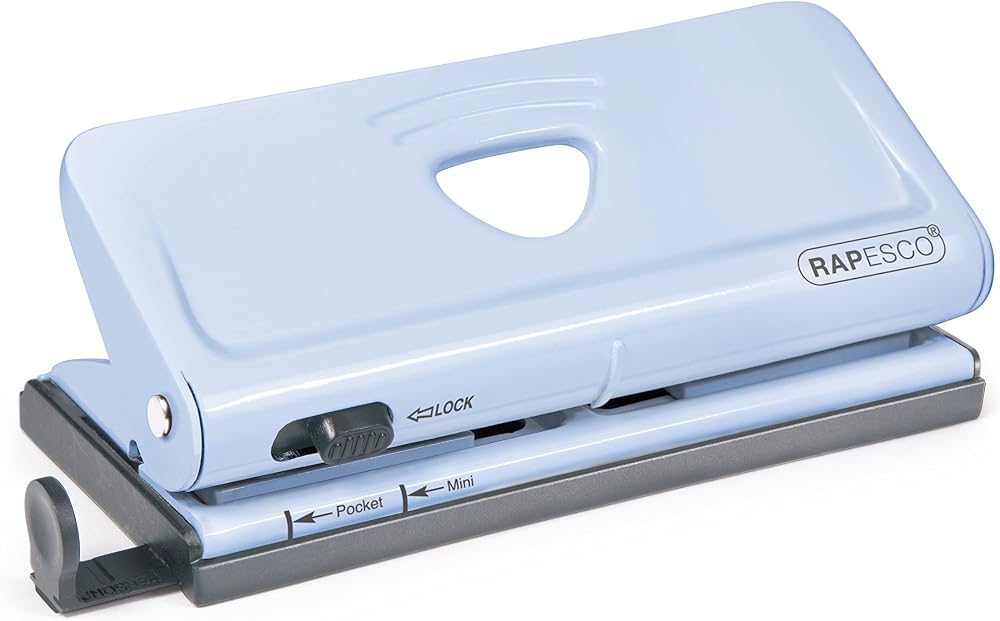 Rapesco 1323 Adjustable 6-Hole Punch 10 Sheet Capacity Powder Blue