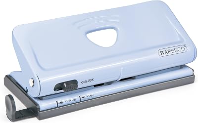 Rapesco 1323 Adjustable 6-Hole Punch 10 Sheet Capacity Powder Blue