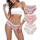 ANLIQI Womens Underwear Lace Trim Hipster Panties Pack Soft Moisture Wicking Cotton Bikini Briefs Cool Undies Underpants