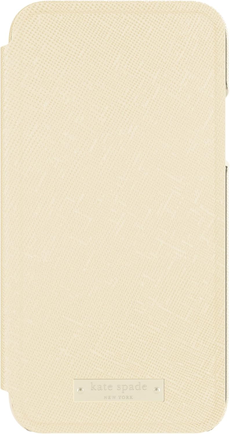kate spade new york Folio Case for iPhone X - Saffiano Gold / Gold Logo Plate