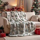Horaldaily Christmas Flannel Blanket Throw, Christmas Trees Reindeer Snow Soft Fuzzy Plush Cozy Fleece Blankets for Couch Sofa Bed Lounging, Ideal Gifts for Kids Adults Wife Self, 50x60