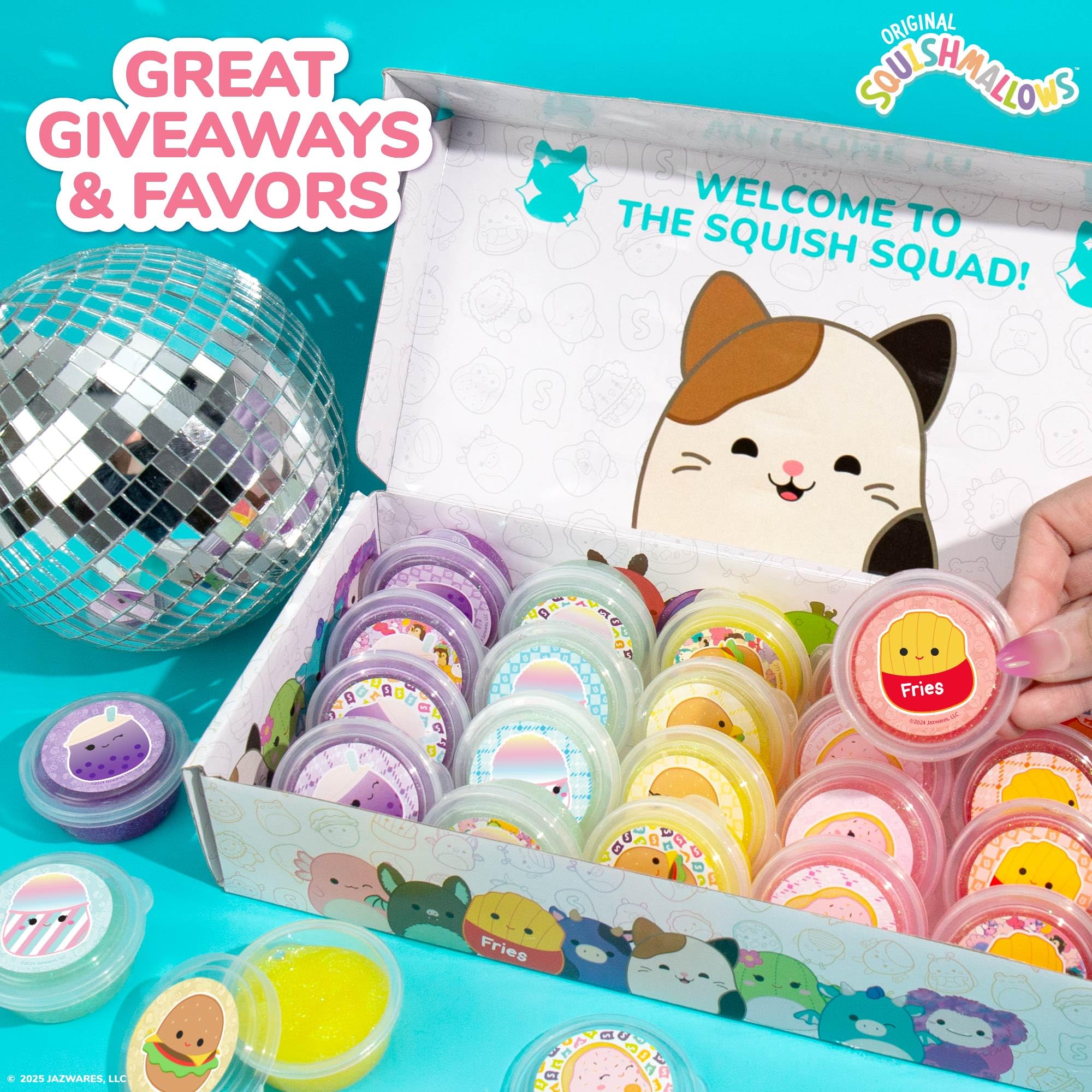 Original Squishmallows Ultimate Compounds Set, 25-Pack, Scented Glitter Slimes, Slime Party Favors for Kids, Slime Bulk, Kids Party Favors Goodie Bags, Mini Squishmallows, Mini Slime, Sludge Toys