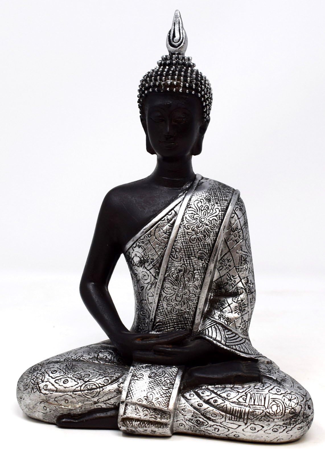 The Emporium Gifts Black + Silver Peaceful Praying Thai Buddha Ornament