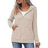 VIISHOW Womens Fall Lightweight Zip Up Hoodies Sweatshirts Comfy Loose Long Sleeve Sweatshirt Solid Color Jacket with Pockets