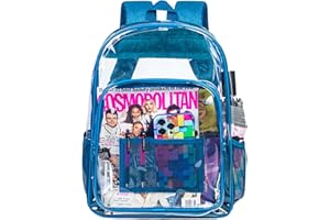AGSDON Clear Backpack, Heavy Duty Transparent Bookbag, See Through PVC Backpacks for Women Men