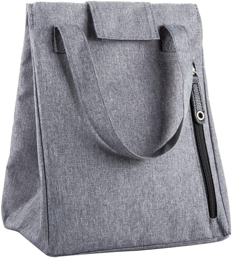 LT Lunch Bag Thermal Insulated Lunch Box Stylish Lunch Food Handbag Container Organizer for Office Women Men Student Kid Teen Roomy Lunch Tote with Zip Pocket Wide Handle Cooler Bag (Black)