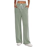 Sarin Mathews Wide Leg Casual Pants for Women High Waisted Cotton Jacquard Drawstring Loose Lounge Work Pants with Pockets