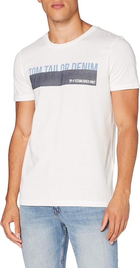 TOM TAILOR Denim T-Shirt Uomo A Maniche Corte – Stile Casual, Vestibilità Ottimale, Cotone Sostenibile