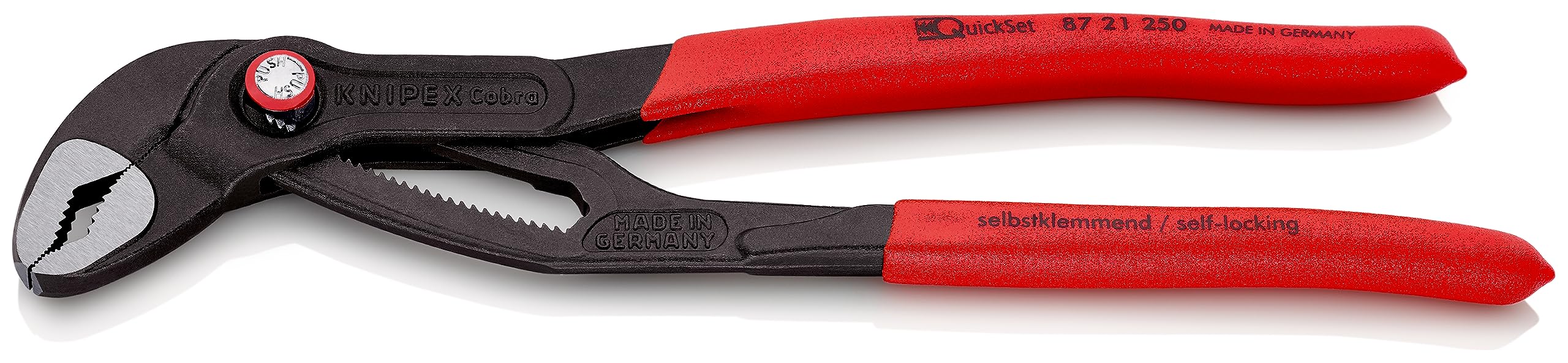 KNIPEX Cobra QuickSet Hightech-Wasserpumpenzange mit rutschhemmendem Kunststoff überzogen 250 mm, 87 21 250