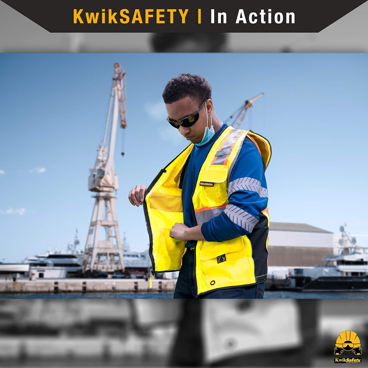 KwikSafety (Charlotte, NC) CLASSIC (10 Pockets) Class 2 ANSI High Visibility Reflective Safety Vest Heavy Duty Mesh with Zipper and HiVis OSHA Construction Work HiViz Men Women | Yellow X-Large - - 