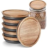 Regular Mouth Wooden Storage Lids Set(6 Pack)Food Grade Material Wooden Lids for Mason Jars,Candle Cups,Ceramic Storage Jar L