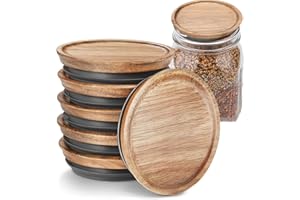 Wide Mouth Wooden Mason Jar Lids（6 Pack）Food Grade Material Wooden Lids for Mason Jars,Candle Cups,Ceramic Storage Jar Lid