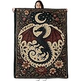 Dragon Moon Blanket Gifts for Boys Girls Kids, Gothic Fantasy Dragon Warm Soft Flannel Throw Blankets for Bedroom, Travel, Sofa, Room, Birthday Christmas Spring Decor, 50x60 in