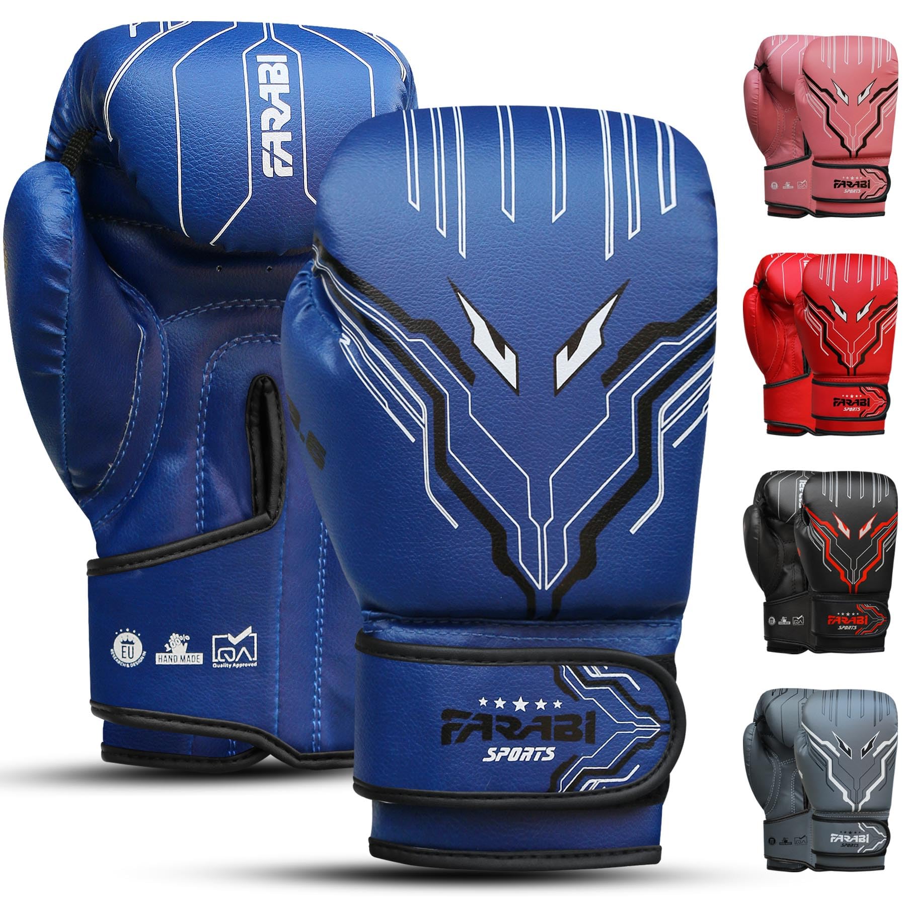 Farabi Sports Kids Boxing Gloves Boys and Girls kickboxing Gloves 6-oz Youth, Junior Boxing Gloves for MMA, Muay Thai, Boxing Pad, Punching Bag and Training for Age 5-10 Years (6-oz, Blue)