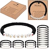 Yuunheg 20 Sets Hockey Bracelets,Clay Beaded Sports Bracelets with Inspirational Cards, Hockey Gifts for Party Favors,Team Players, Coaches Fans Lovers