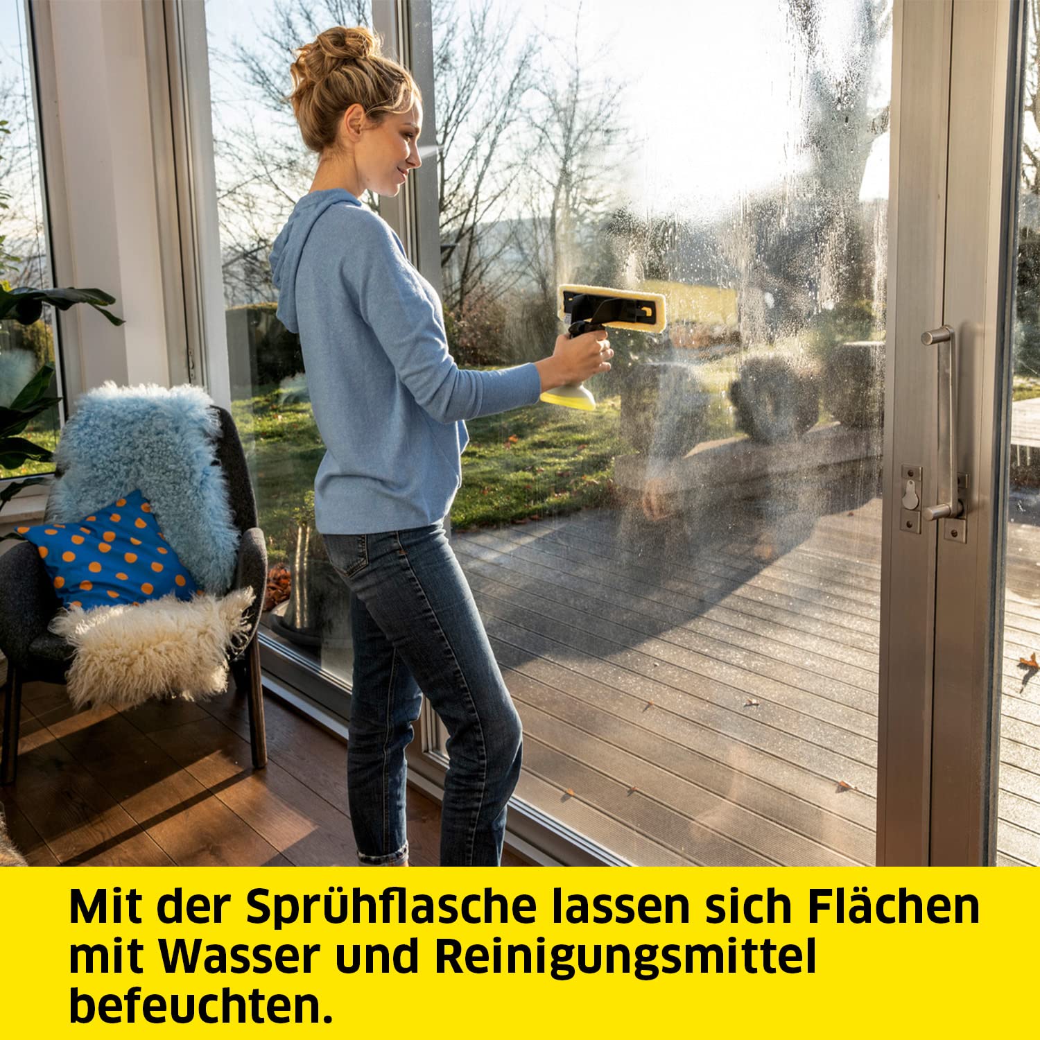 KÄRCHER Fenstersauger WV 4-4 Plus, verwendbar Battery Power 4/25 Akku, Tank: 150 ml, LED-Anzeige, Sprühflasche Extra mit Mikrofaserbezug, 20 ml Fensterreiniger-Konzentrat, ohne Akku 3