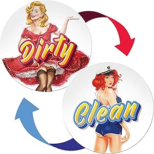 Clean Dirty Dishwasher Magnet Retro Pinup - Funny Gifts for Men and Women - Housewarming Gifts New Home - Creative Gifts for Husband from Wife - Clean Dirty Dishwasher Magnet Flip