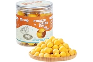 PAWUP Freeze Dried Quail Egg Yolk Pet Treats, Freeze-Dried Pet Food for Dogs, Cats, Pure Fresh Ingredient, 4.2 oz, Rawhide Free, Gluten&Grain Free