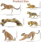 toymany 7PCS Leopard Family Figurines Cubs Tree Trunk Realistic Jungle Animals view 6