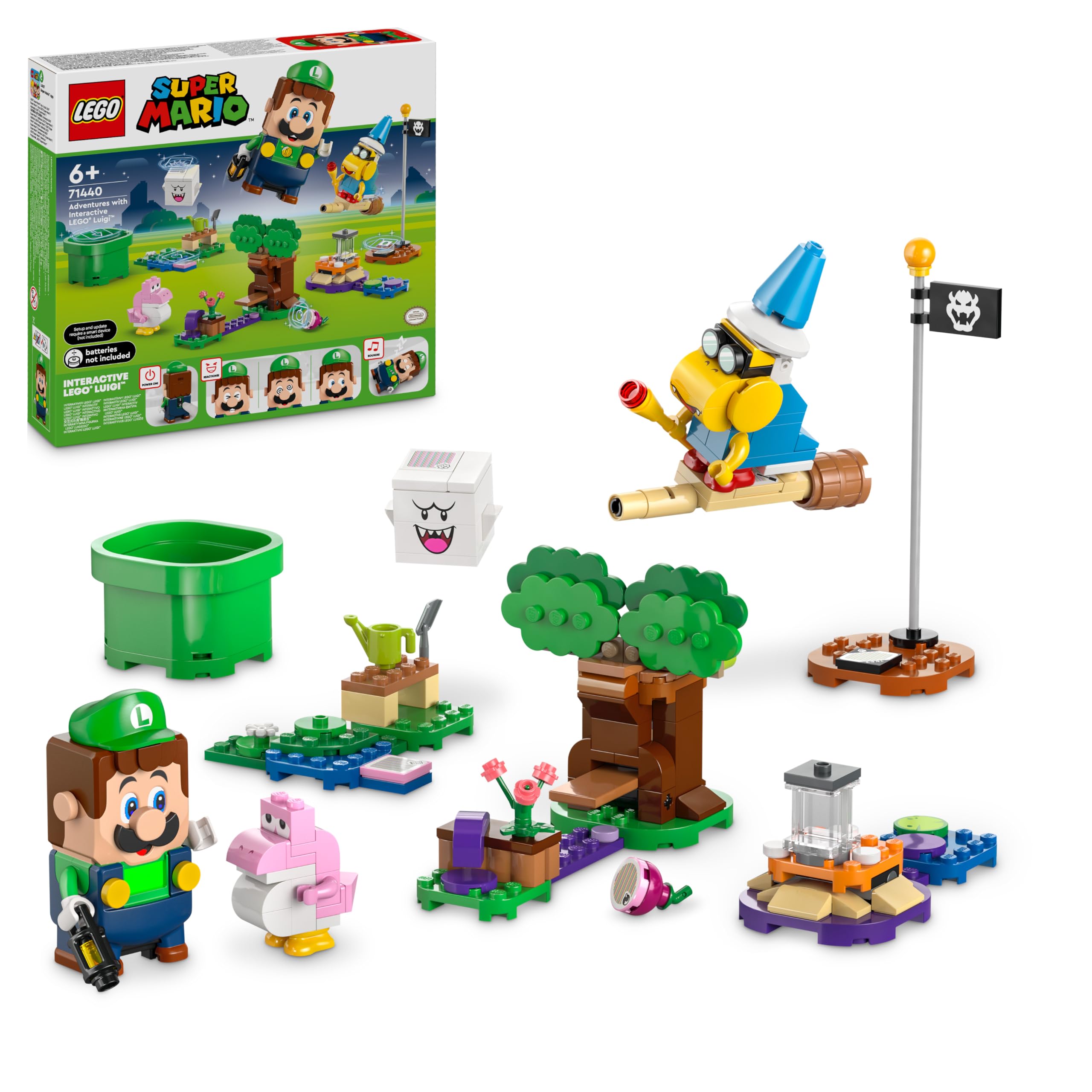 LEGO Super Mario Avventure Luigi Interattivo, Giocattolo con 4 Personaggi Nintendo da Collezione tra cui Baby Yoshi Rosa, Giochi per Bambini e Bambine da 6 Anni, Regalo di Compleanno 71440