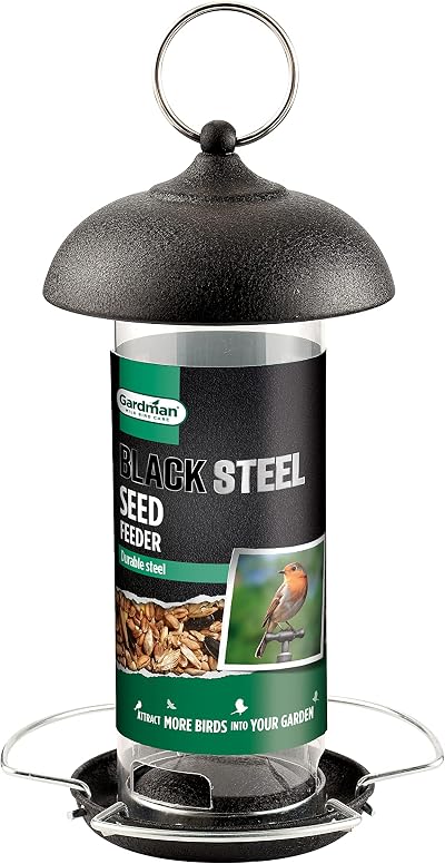 Gardman A01172 Black Steel Wild Bird Seed Feeder 250 g capacity 19 cm