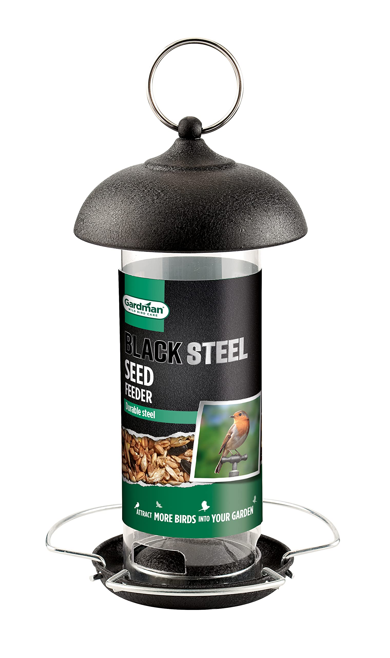 Gardman A01172 Black Steel Wild Bird Seed Feeder, 17.5 x 18 x 3.5 cm