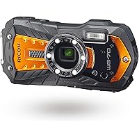 Ricoh WG-70 Orange Waterproof Digital Camera 16MP, Black