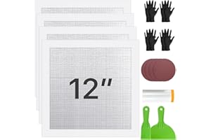 Worldity 21 Pcs Drywall Repair Kit, 4 Pcs 12” x 12” Heavy Duty Self-Adhesive Aluminum Patch with Scrapers, Sandpapers, Gloves