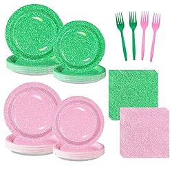 96 PCS Pink and Green Witch Party Supplies Witch