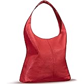 Italian Calf Leather Unlined Hobo Bag for Women with Zipper | Large Slouchy Shoulder Handbag Tote Bucket Purse Pocketbook