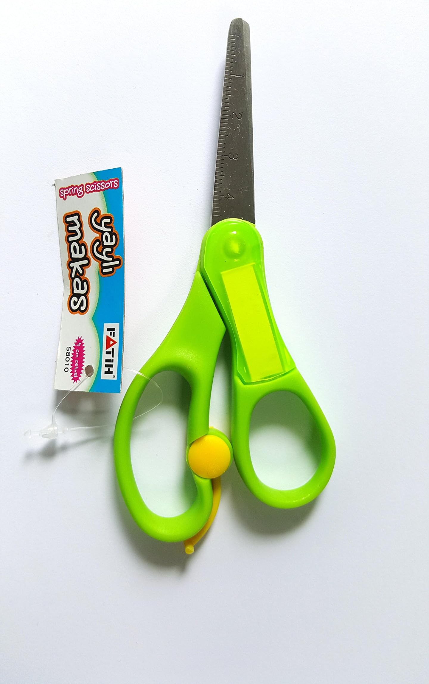 Spring-Loaded Nametag Ruler Children's Scissors. Great Quality. 13.5cm Long (Green)