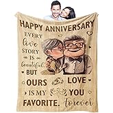 Neuturs Wedding Anniversary Blanket Gifts for Men Women Him Her Wife Husband, Romantic Anniversary Marriage Gift for Couple Parents Girlfriend Boyfriend, Happy Anniversary Decorations Blanket 60"X50"