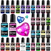 Epoxy Resin Pigment - 30 Colors Concentrated Liquid Epoxy Resin Dye, Transparent Resin Colorant for Resin Coloring, DIY Resin Jewelry Making, Resin Painting, Resin Art Crafts - 0.35oz/10ml Each