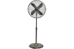 DECO BREEZE DecoBREEZE Pedestal Standing Floor Fan, 3 Speed Oscillating Fan with Adjustable Height, Pearl Black, Retro Fan, 16 inches
